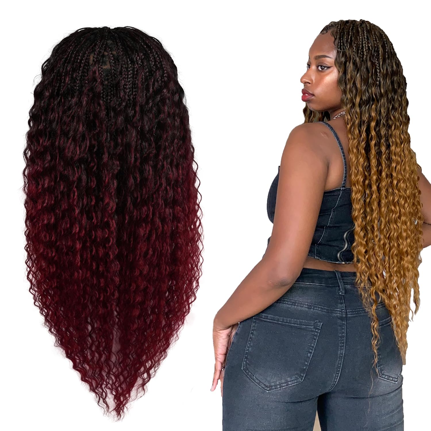 Micro Boho Peruvian Deep Wave Box Braided Wig